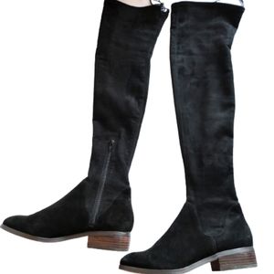 Sole Society Over The Knee 1/4 Zip Back Tie Black Boots Size 6